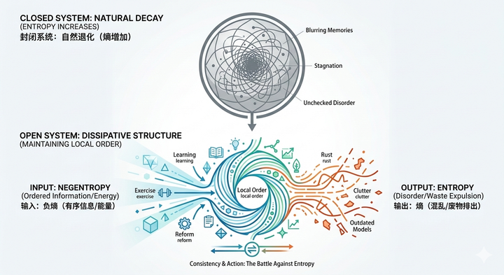 Why Does Stopping Mean Regressing? The Physics of Entropy in Daily Life